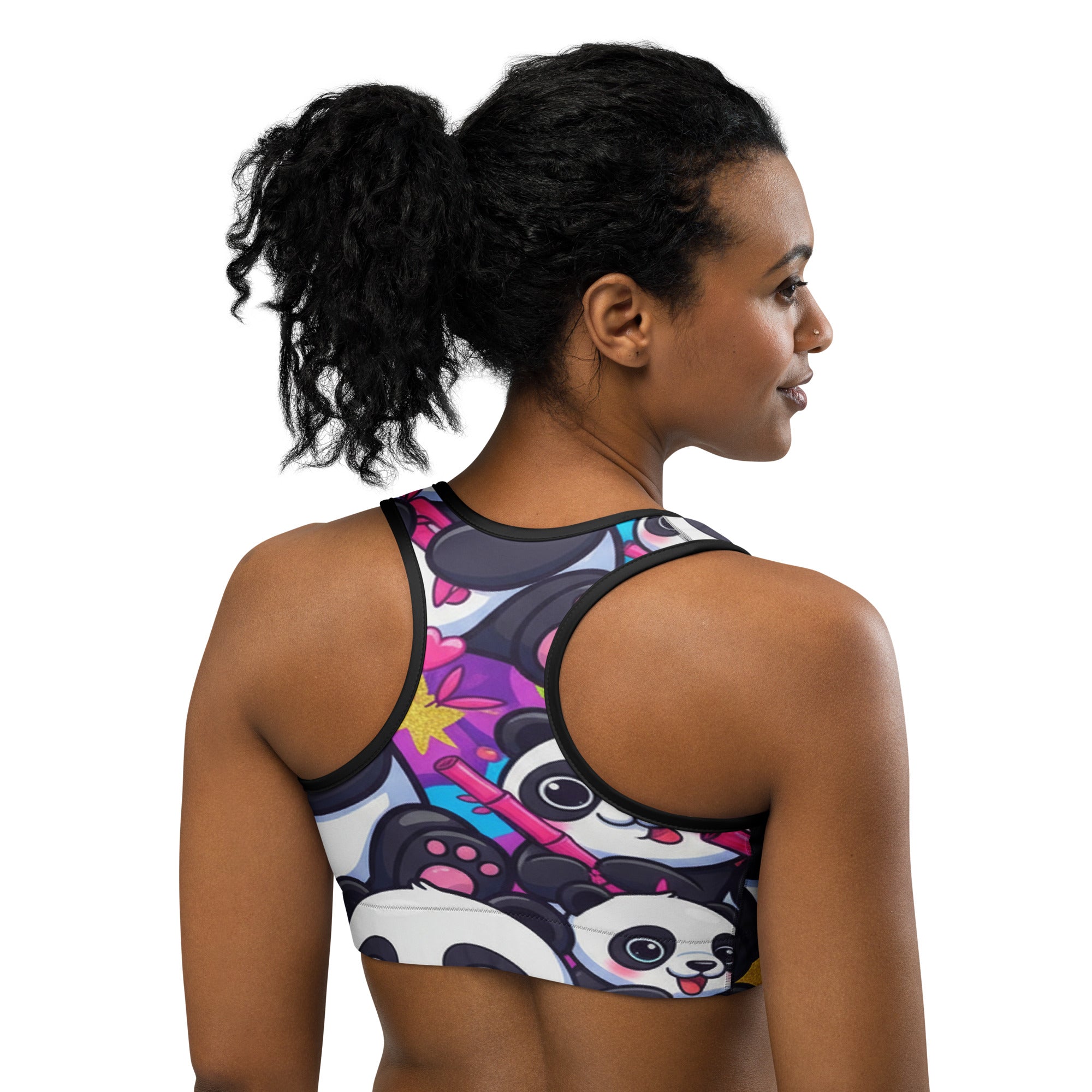 Vibrant Panda Party Sports Bra | GearBunch