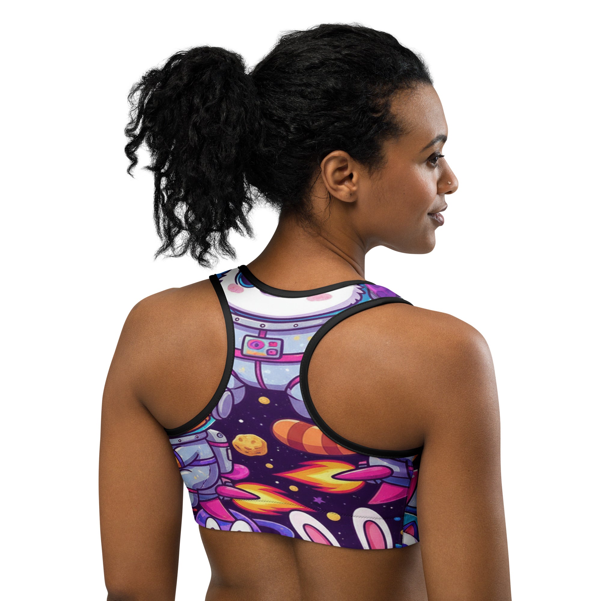 Vibrant Space Animals Sports Bra | GearBunch