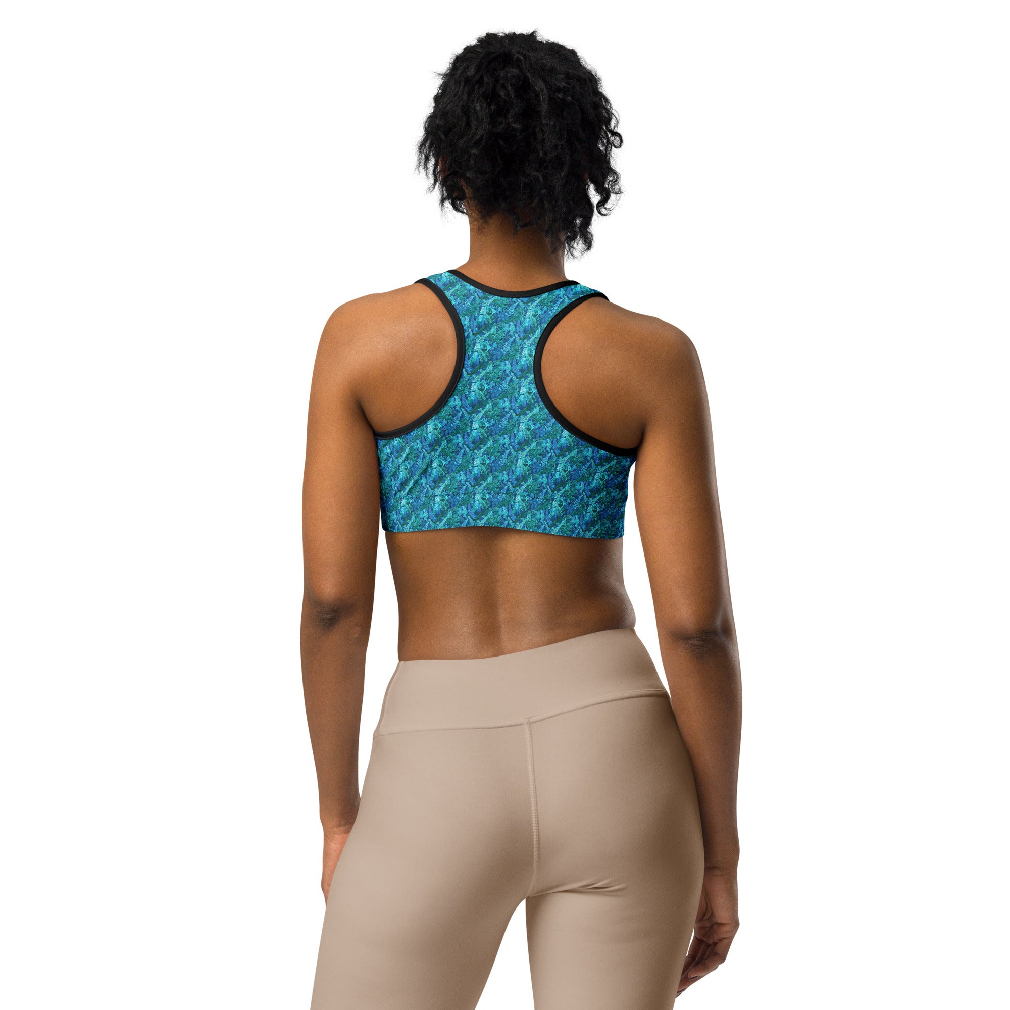 Electrik Blue Ferns Sports Bra | GearBunch