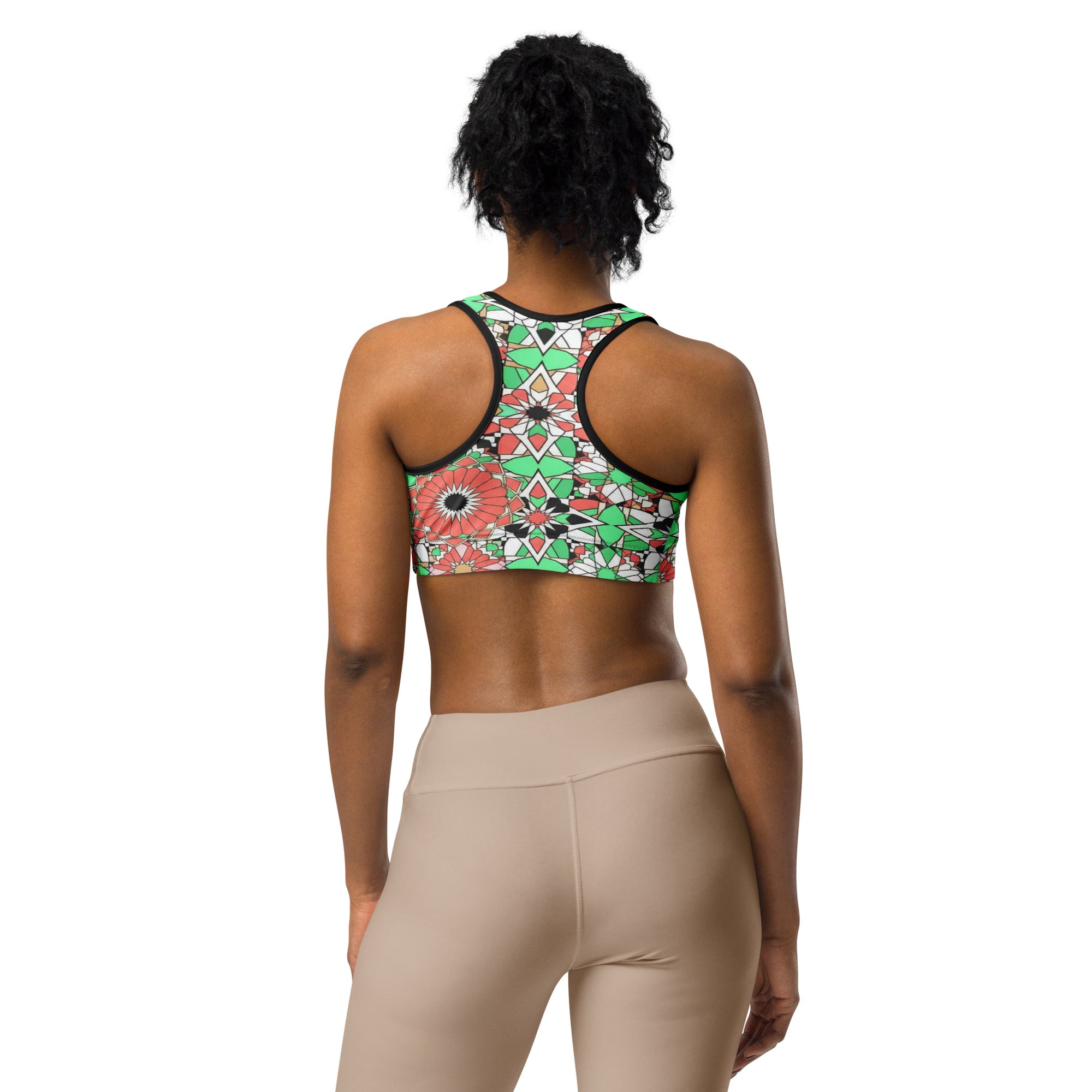 Zellige Coral Mint Sports Bra | GearBunch