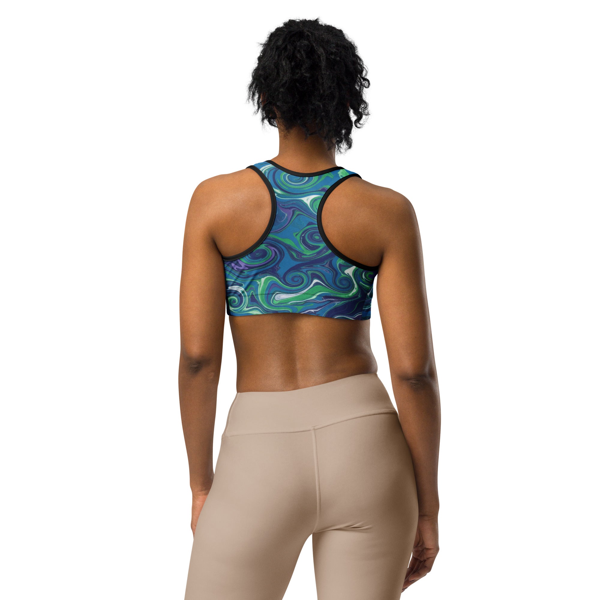 Liquid Marble Arctic Aurora Sports Bra | GearBunch