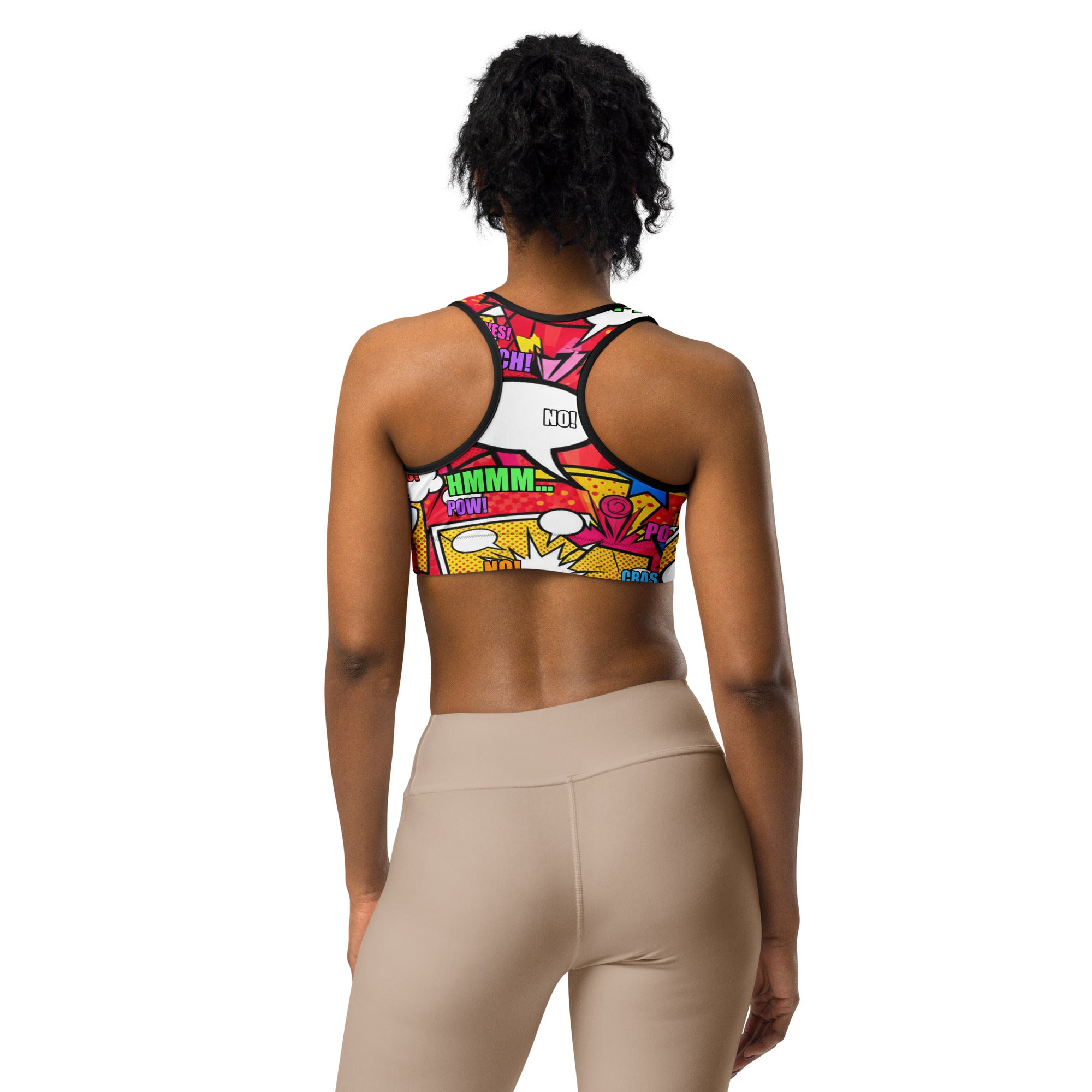 Comic Pop Retro Red Sports Bra | GearBunch