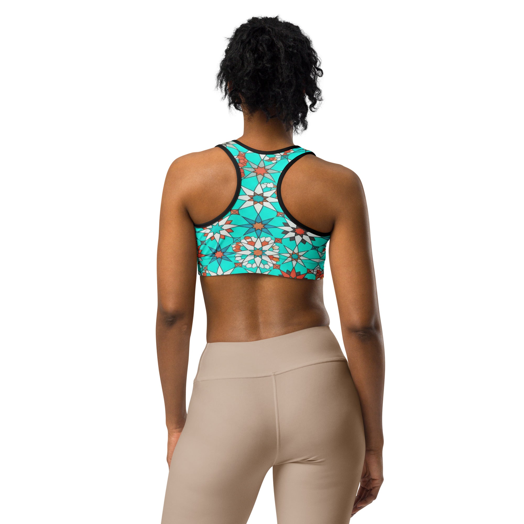 Zellige Turquoise Coral Sports Bra | GearBunch