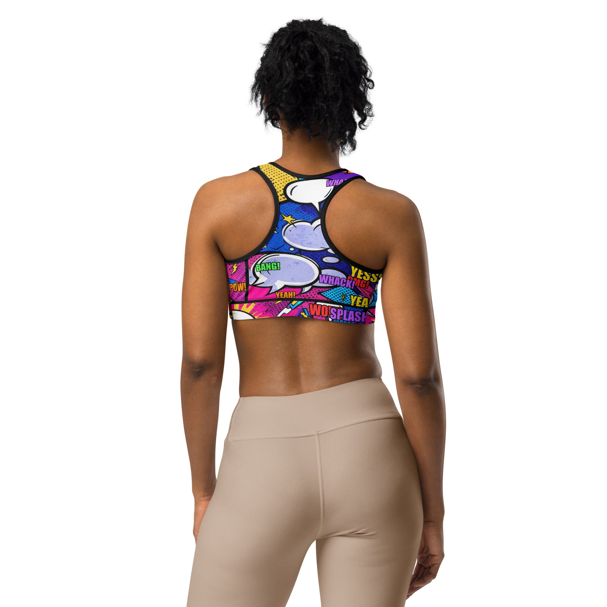 Comic Strip Cosmic Boom Sports Bra | GearBunch