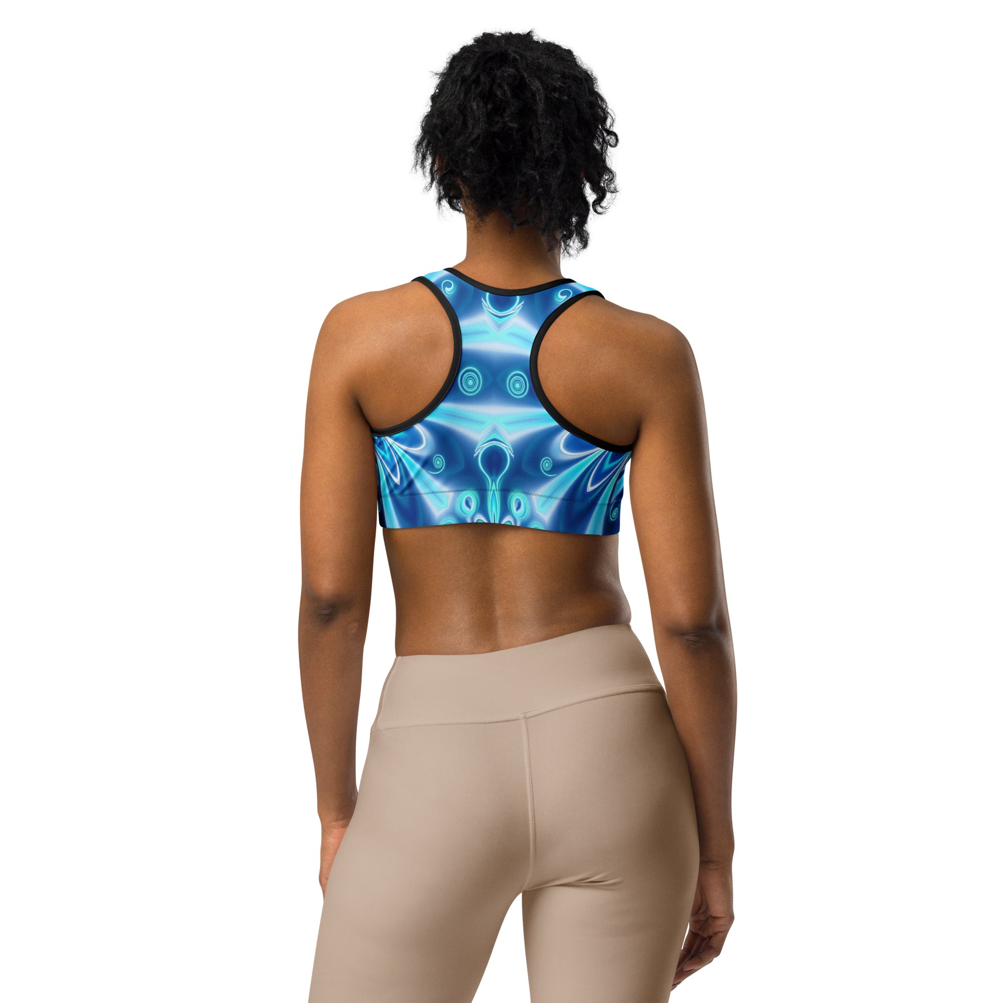 Psychedelic Electric Ocean Sports Bra | GearBunch