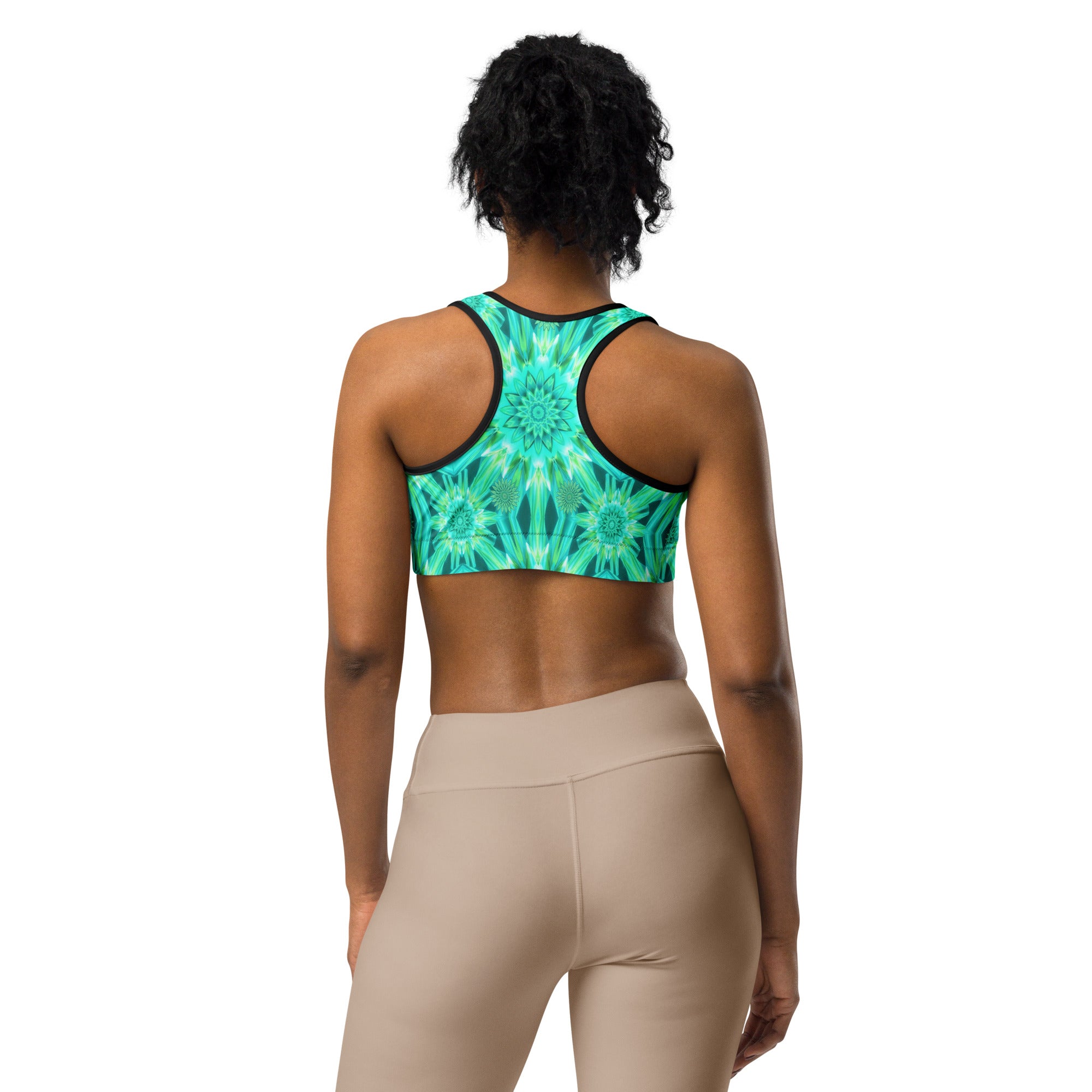 Psychedelic Mint Warp Sports Bra | GearBunch