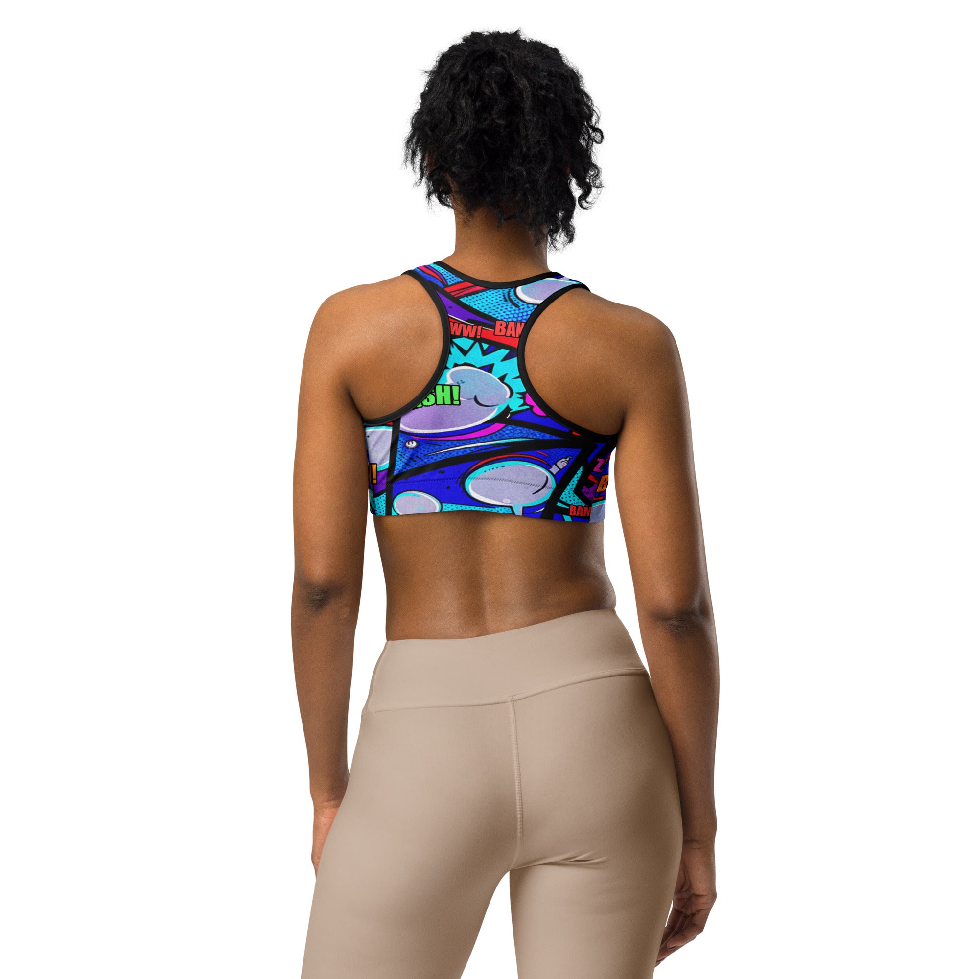 Comic Strip Space Battle Sports Bra | GearBunch
