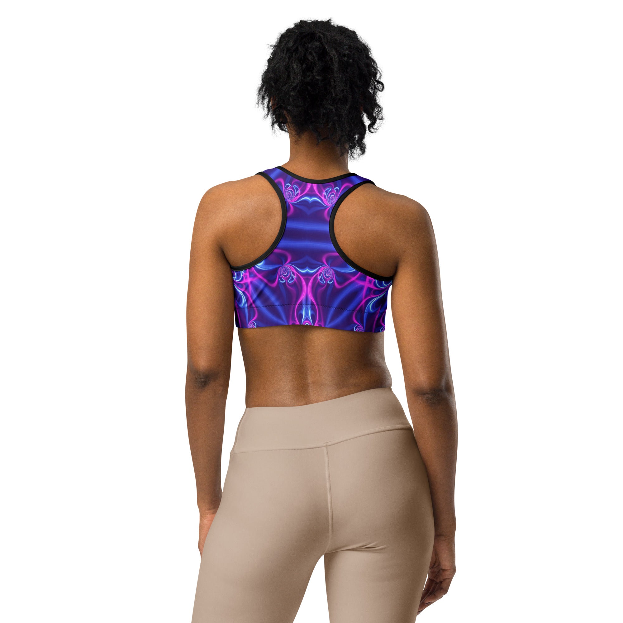 Psychedelic Ultraviolet Bloom Sports Bra | GearBunch