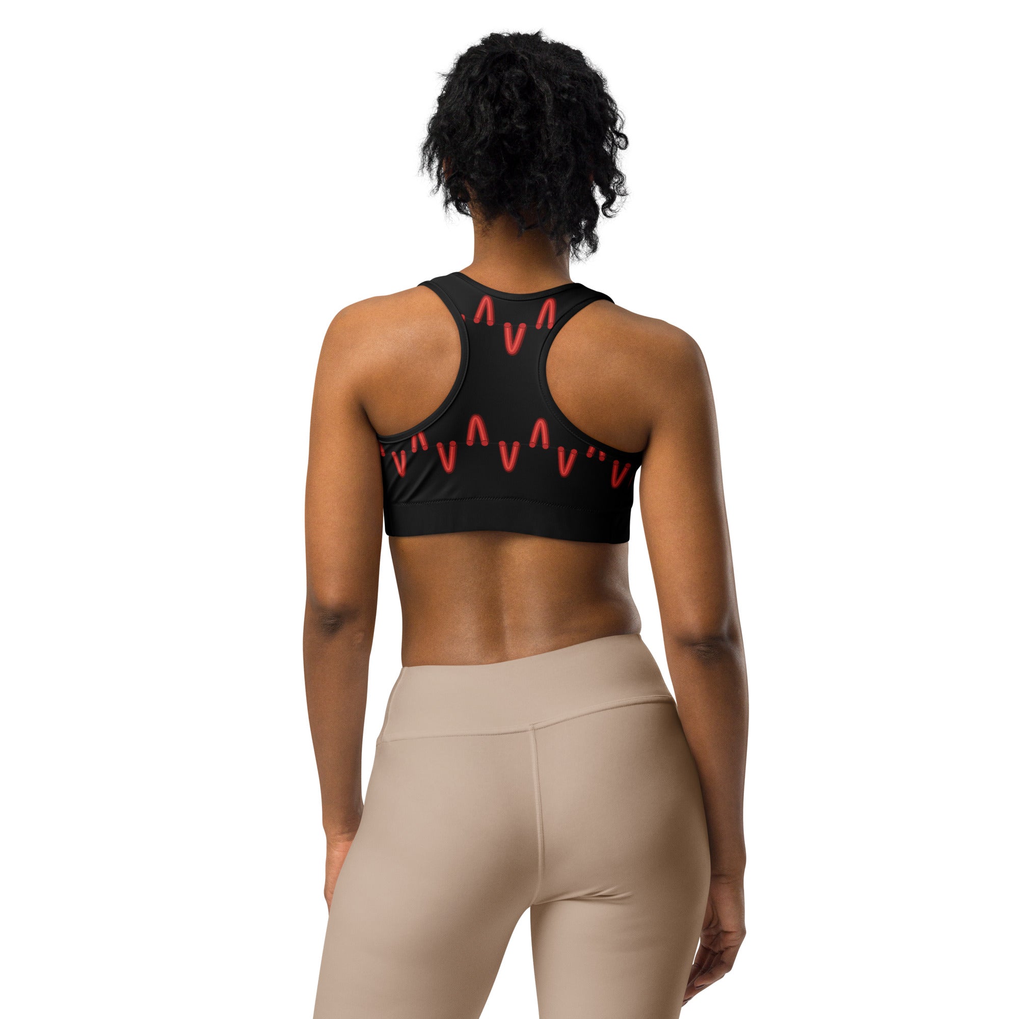 Black Baseball Stitches Sports Bra | GearBunch