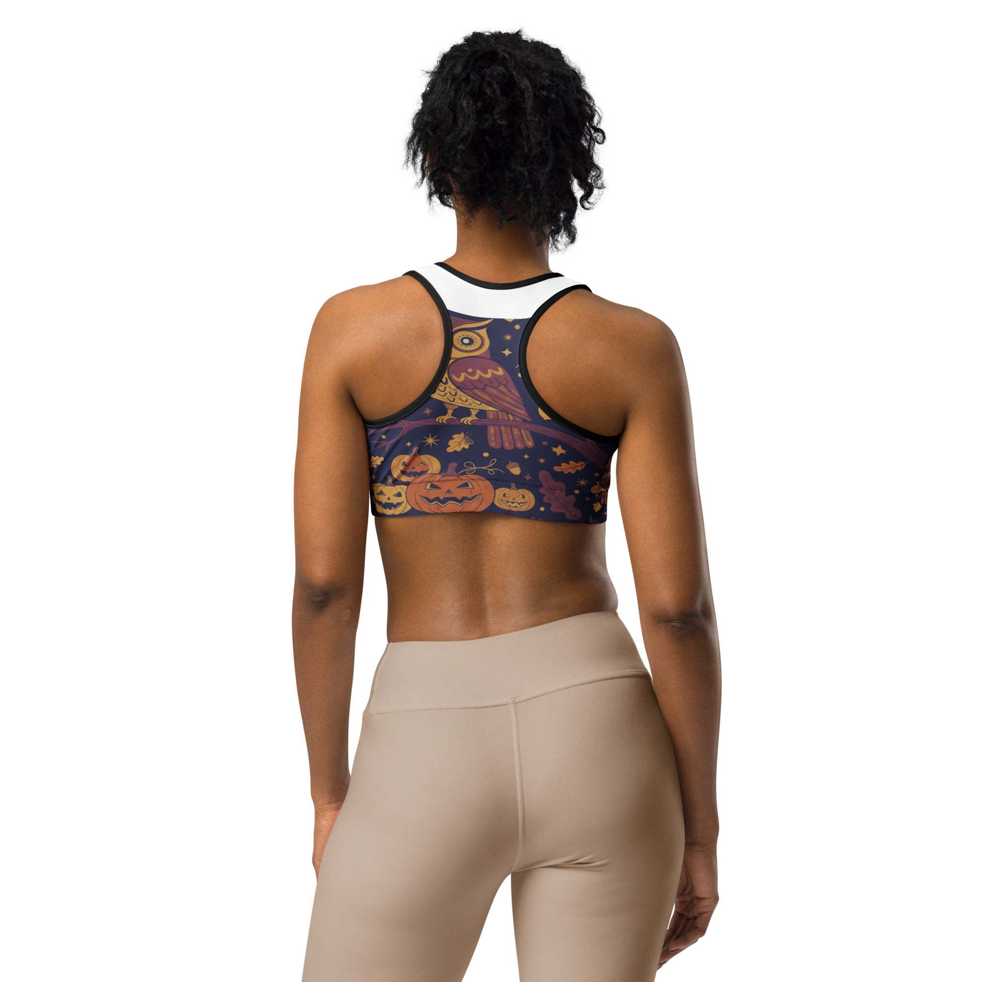 All Hallows Eve Owl Sports Bra | GearBunch