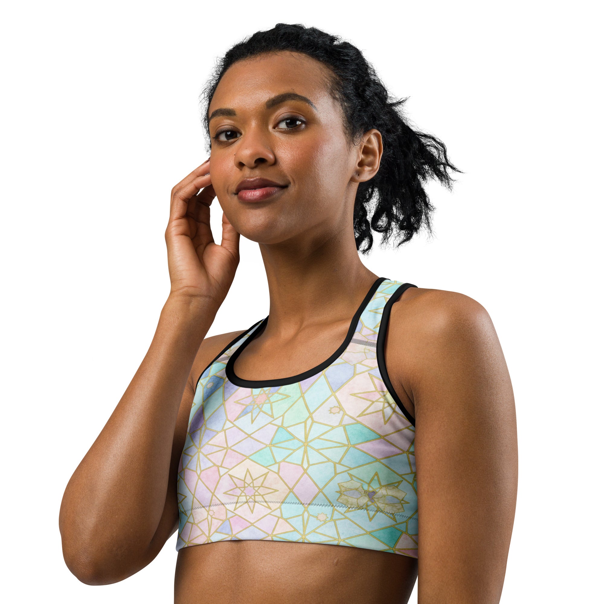 Arabic Rainbow Pastel Sports Bra | GearBunch