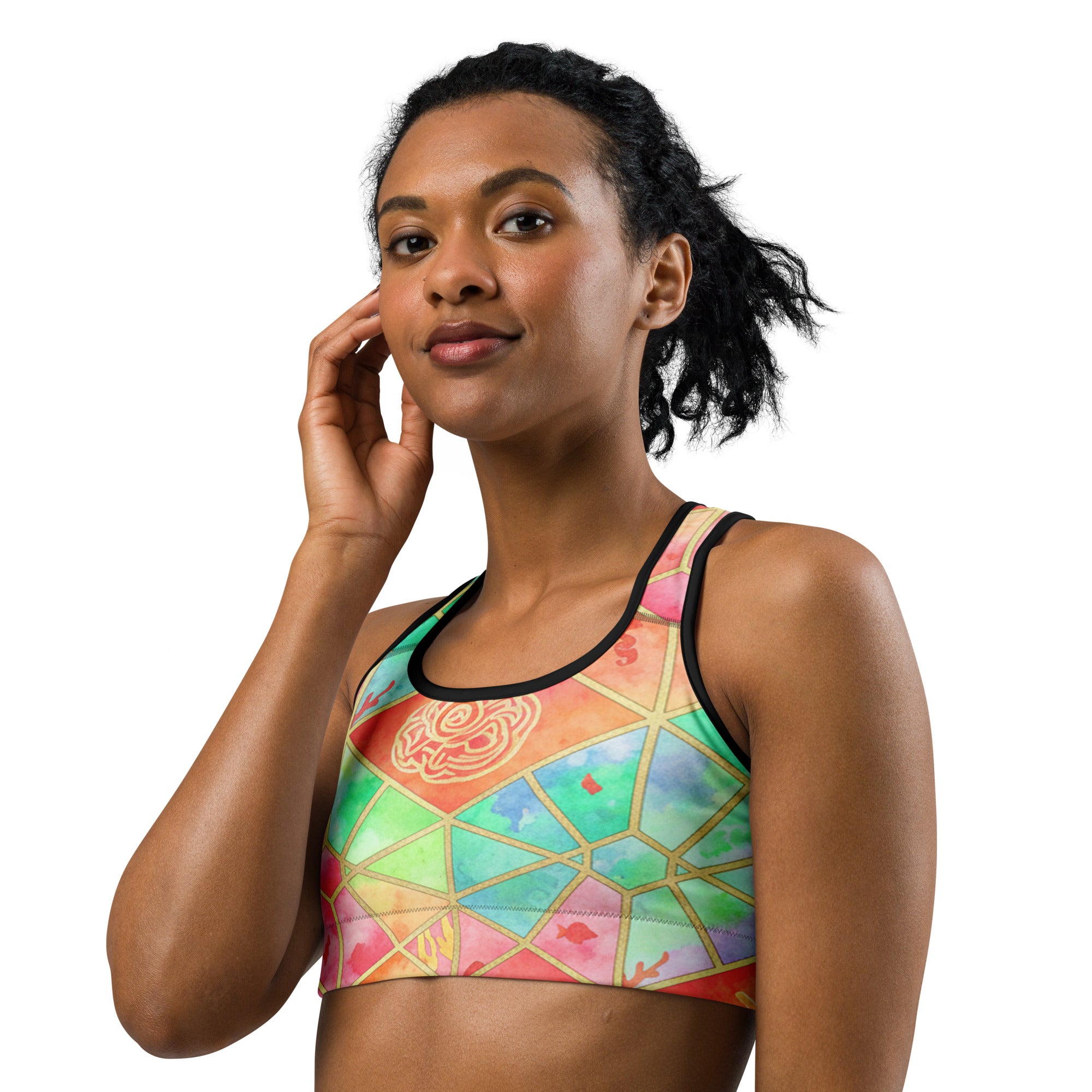 Coral Reef Watercolour Sports Bra | GearBunch