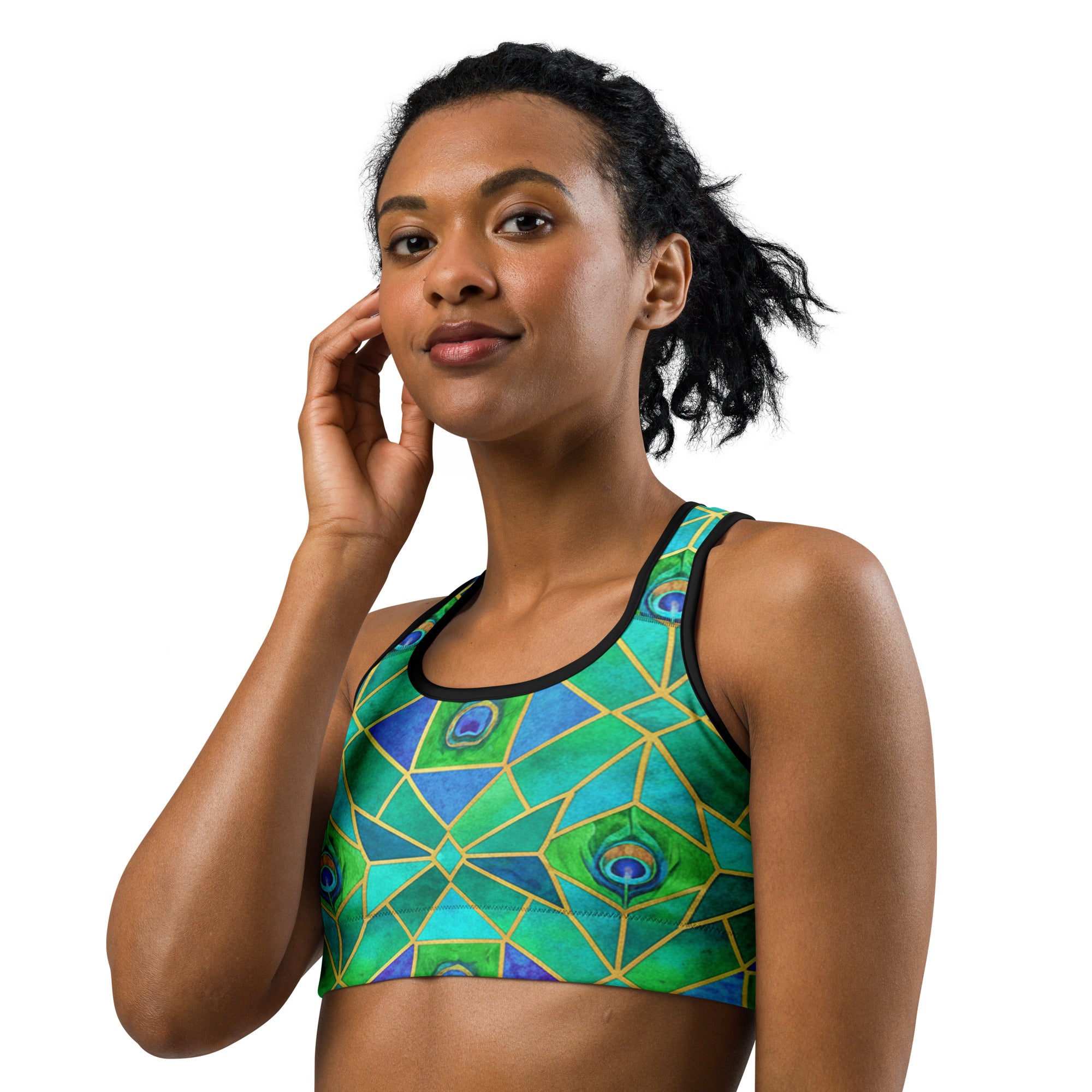 Peacock Plume Sports Bra | GearBunch