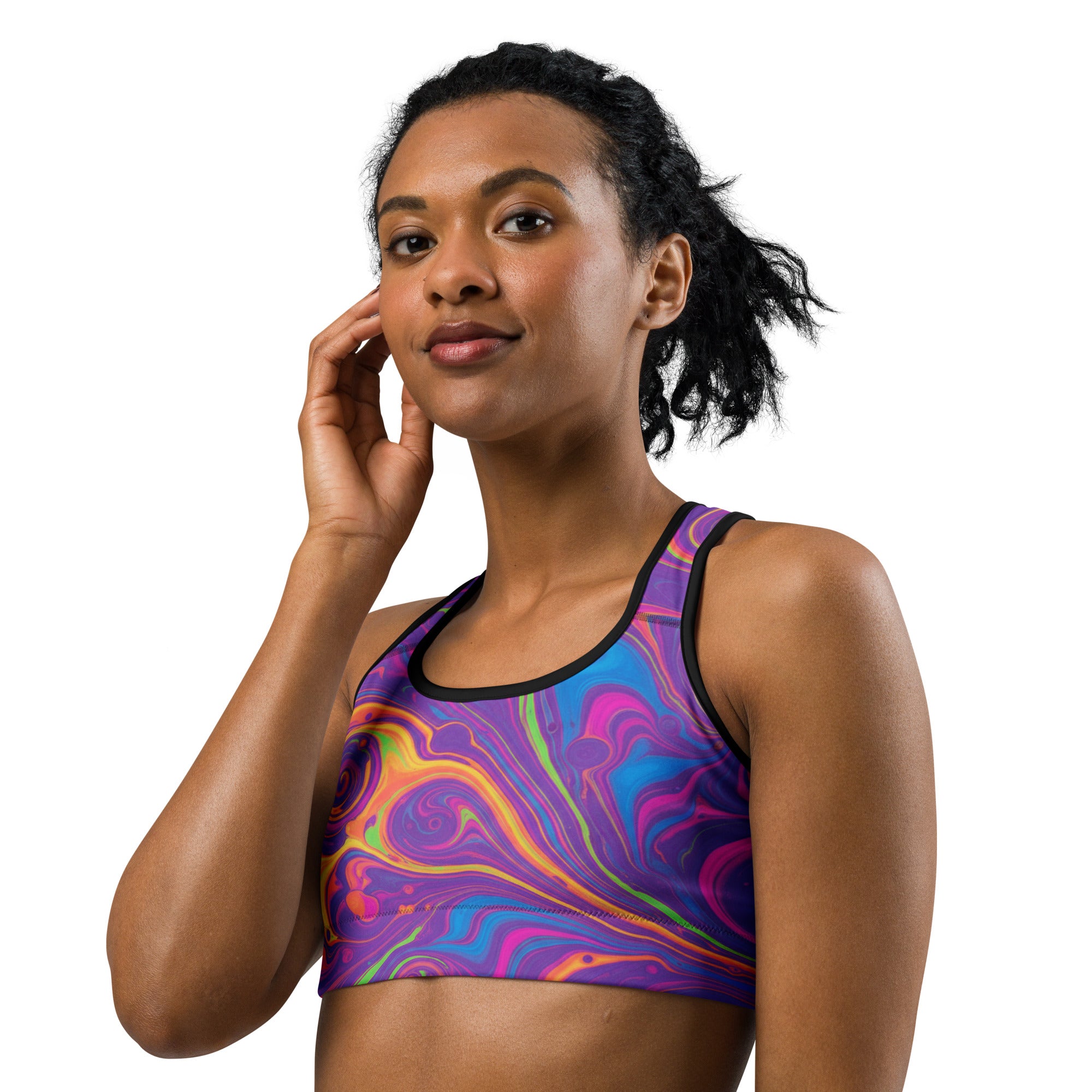 Liquid Marble Neon Sports Bra | GearBunch