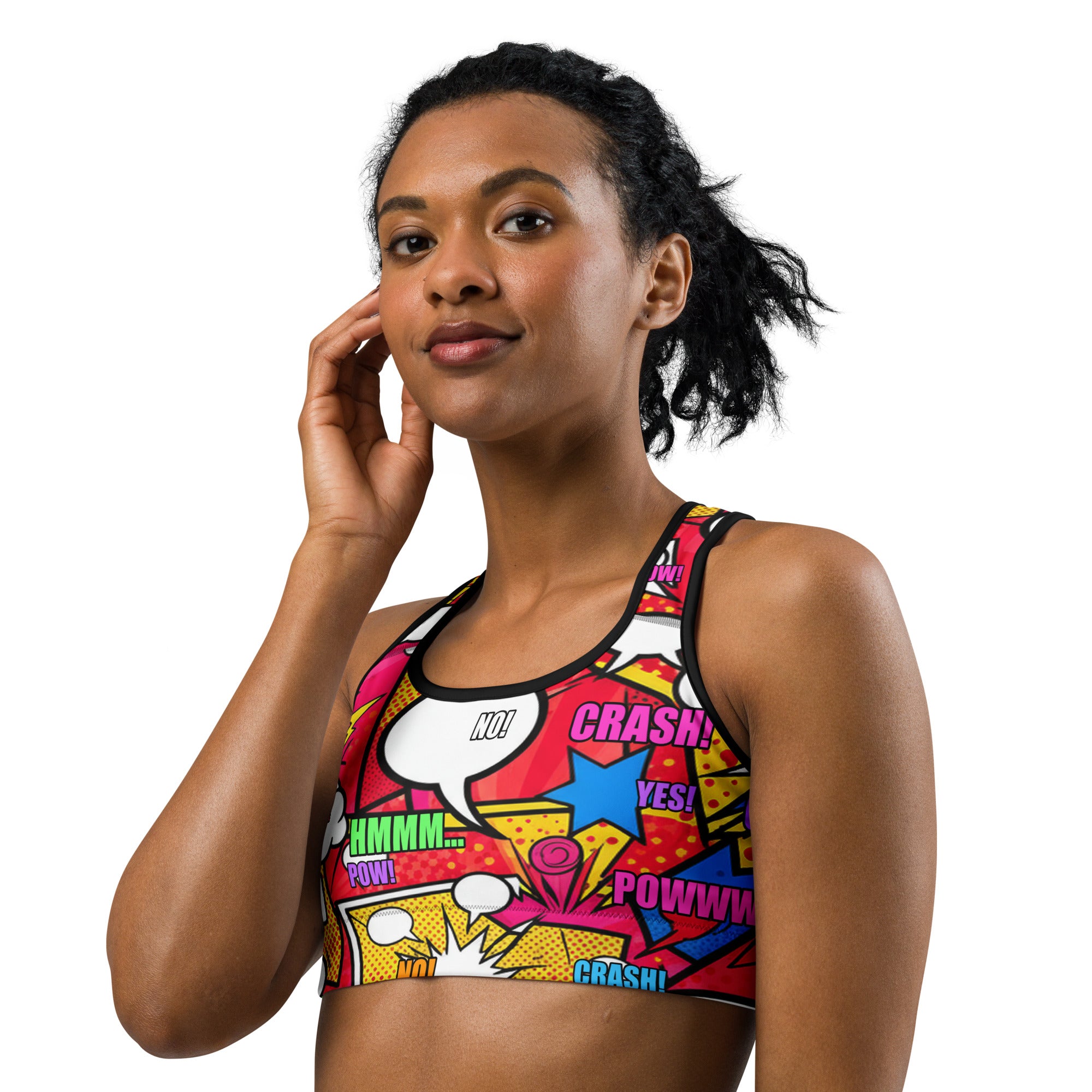 Comic Pop Retro Red Sports Bra | GearBunch
