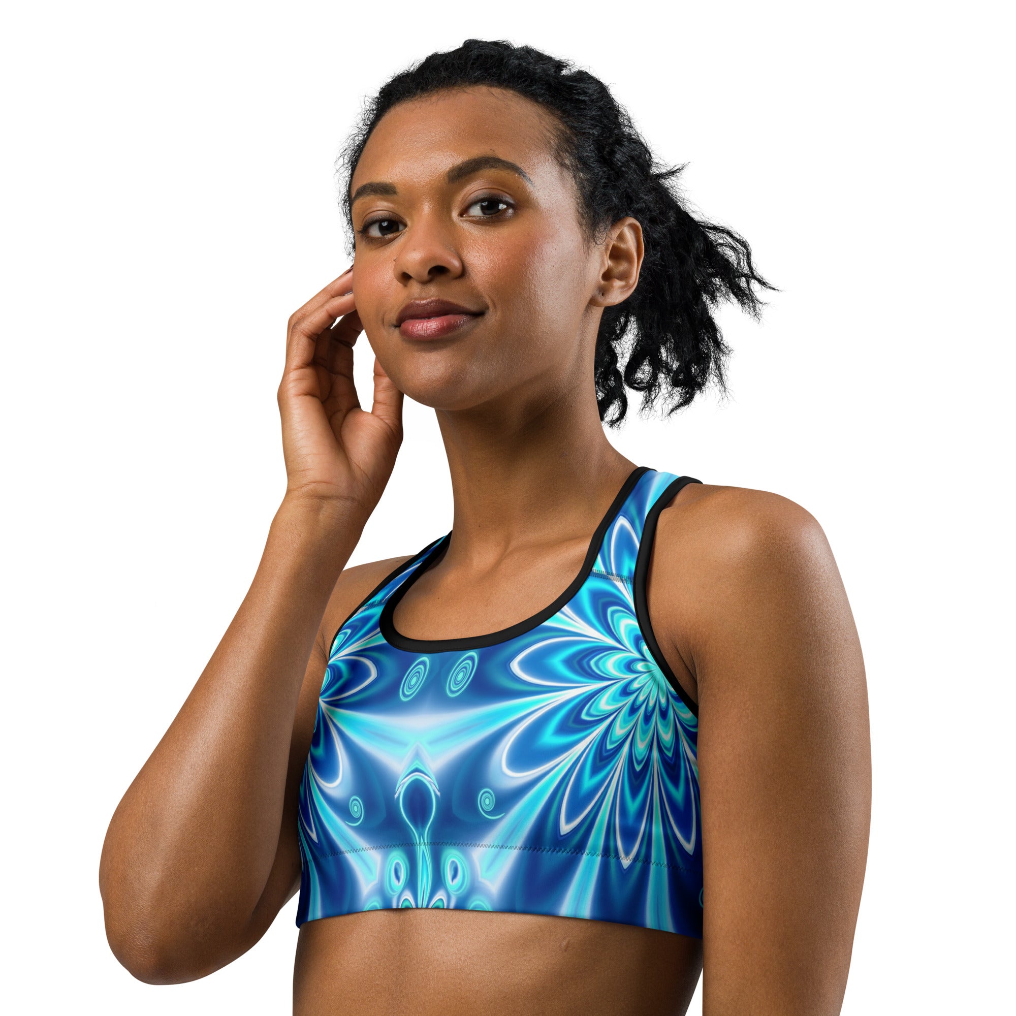 Psychedelic Electric Ocean Sports Bra | GearBunch