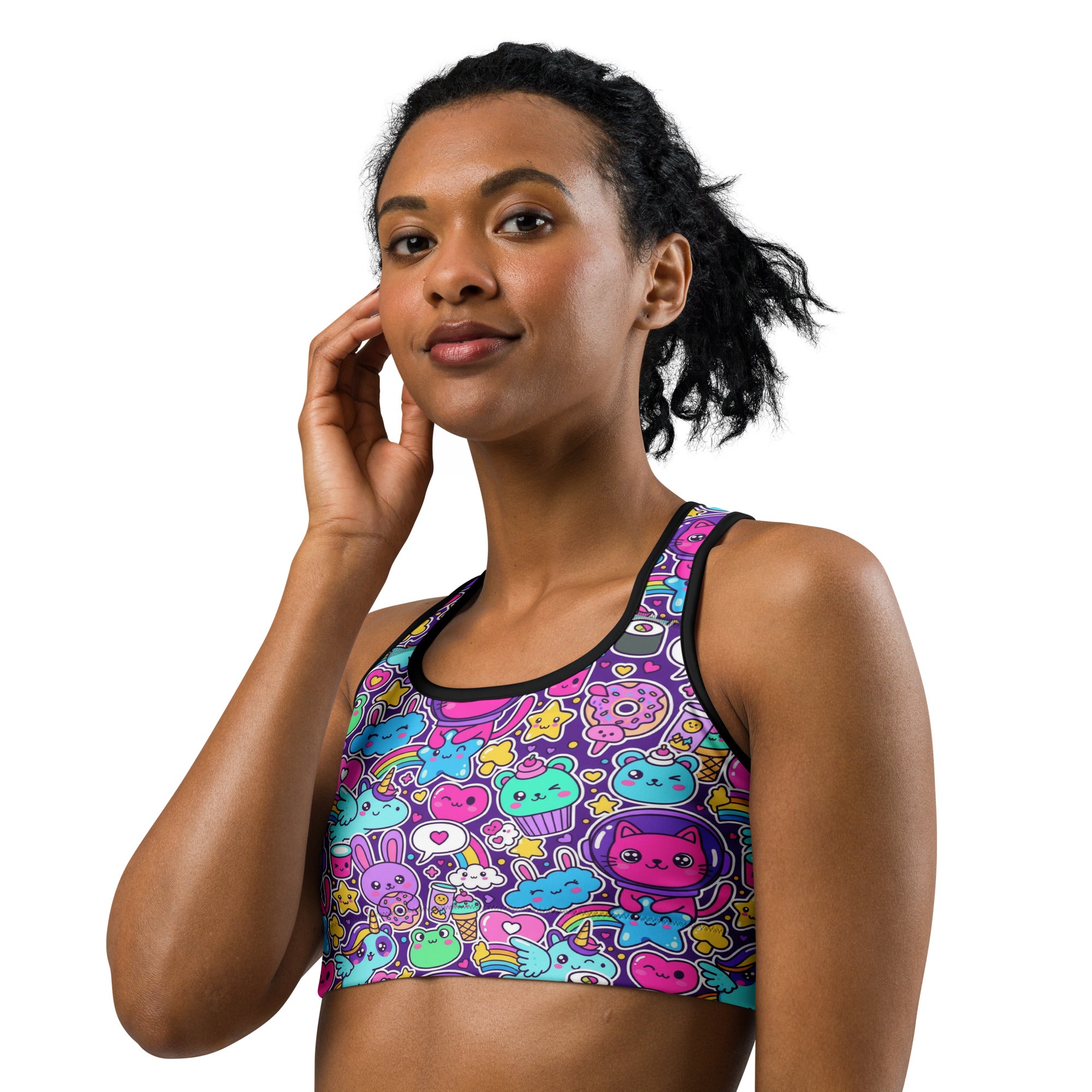Kawaii Space Cats Sports Bra | GearBunch
