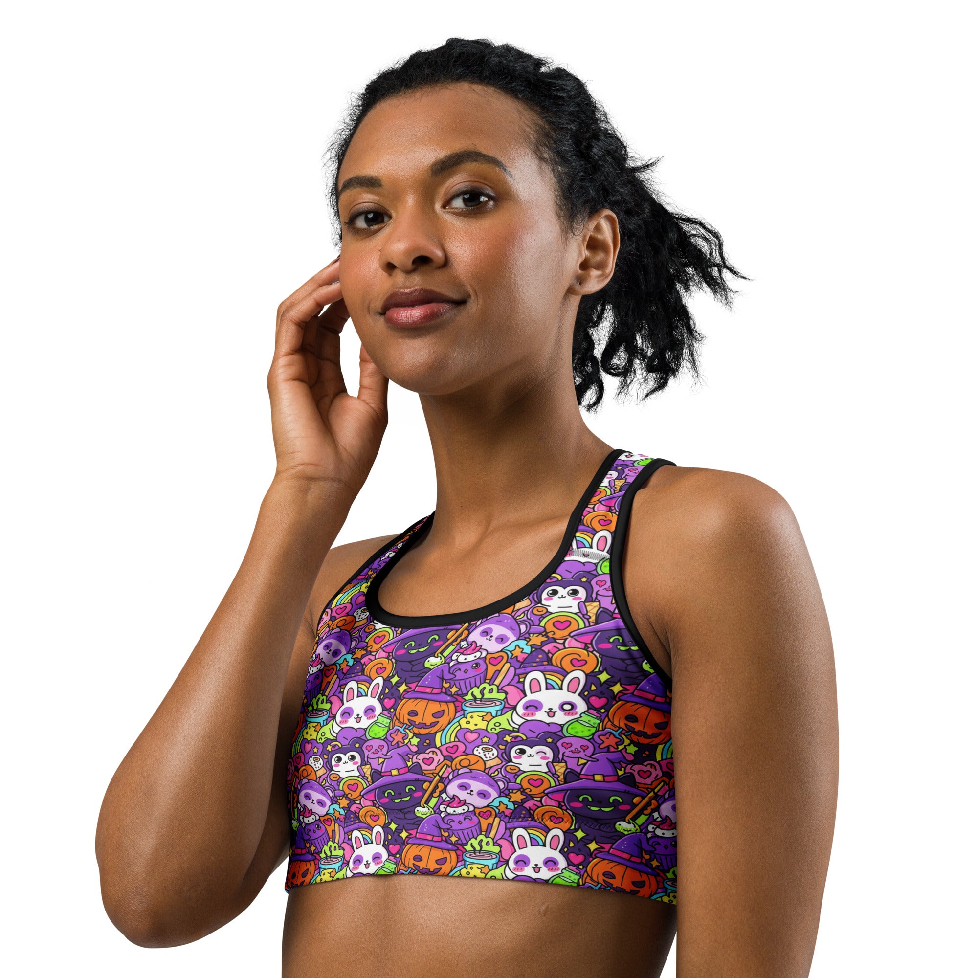 Kawaii Witch Familiar Sports Bra | GearBunch