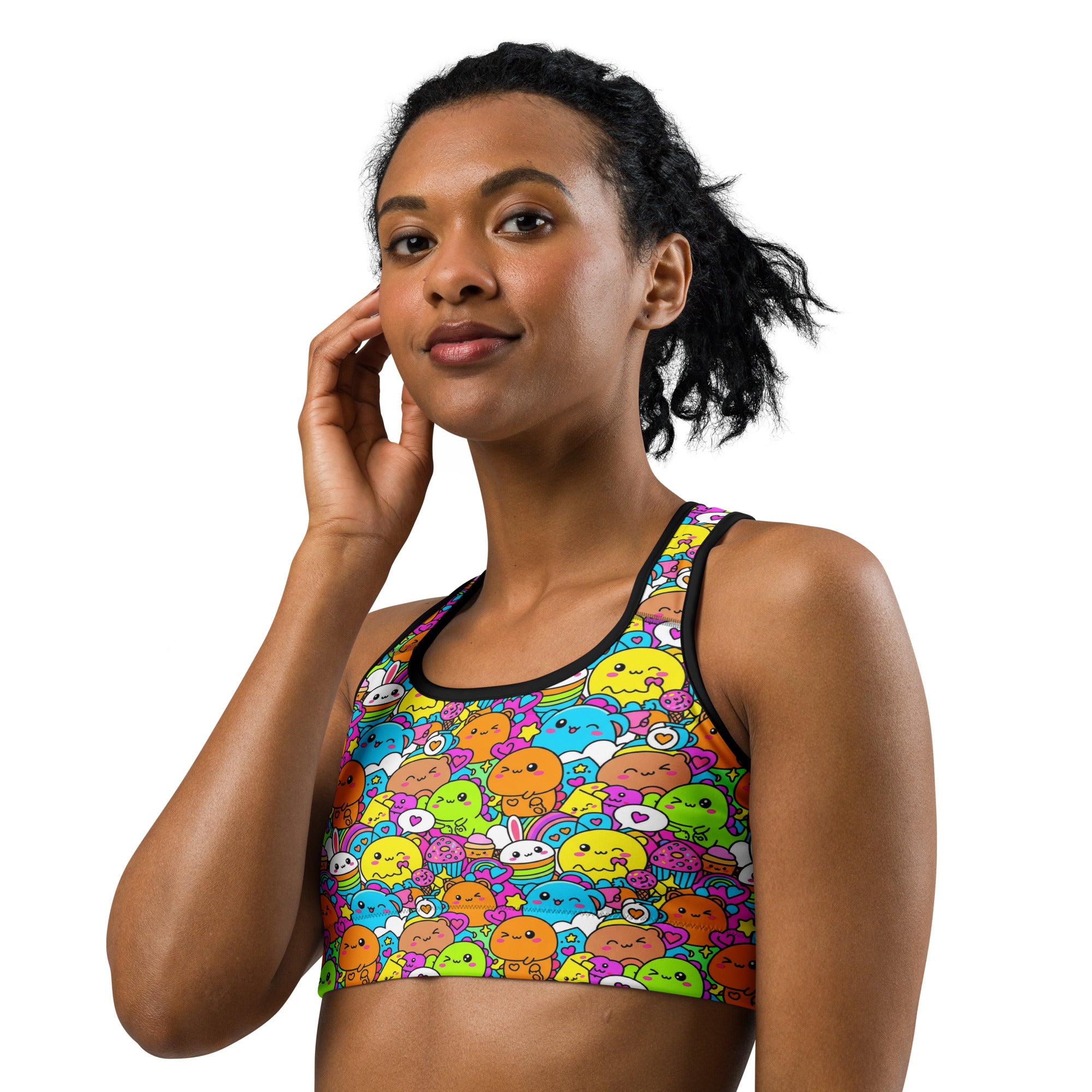Kawaii Dinosaur Stomp Sports Bra | GearBunch
