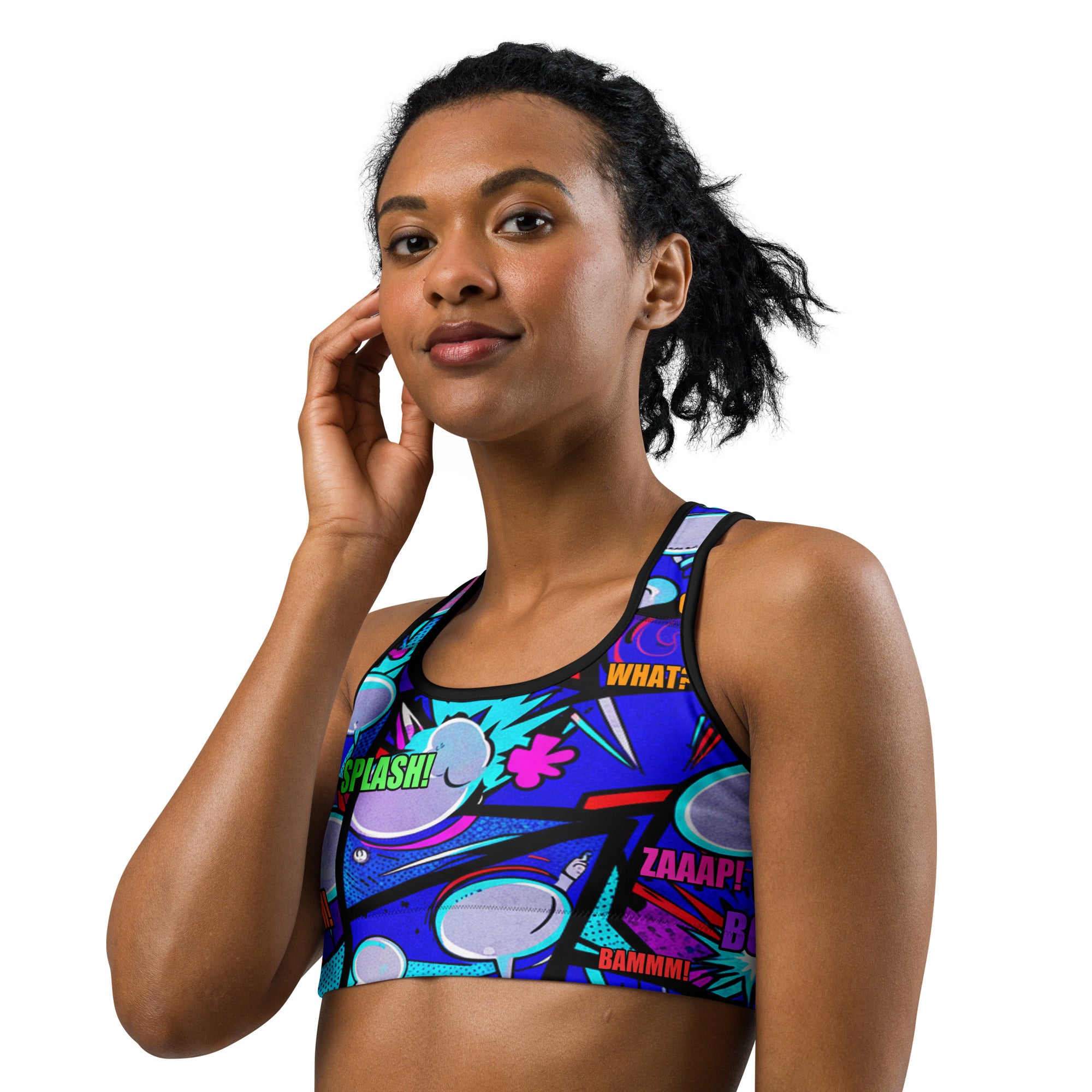 Comic Strip Space Battle Sports Bra | GearBunch