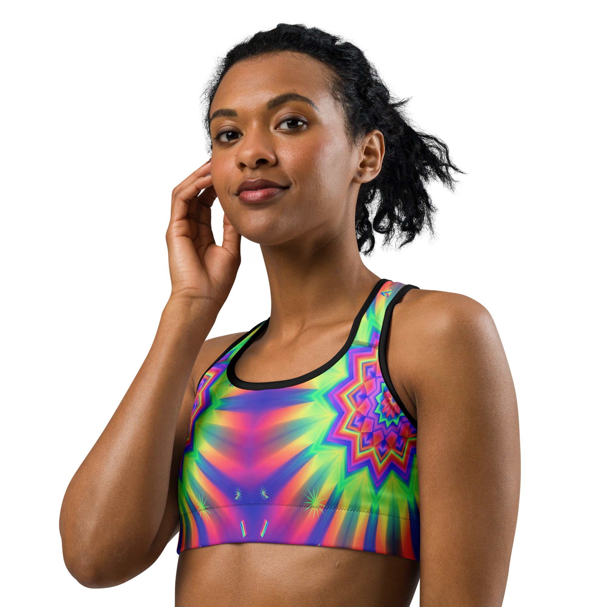 Psychedelic Starburst Prism Sports Bra | GearBunch