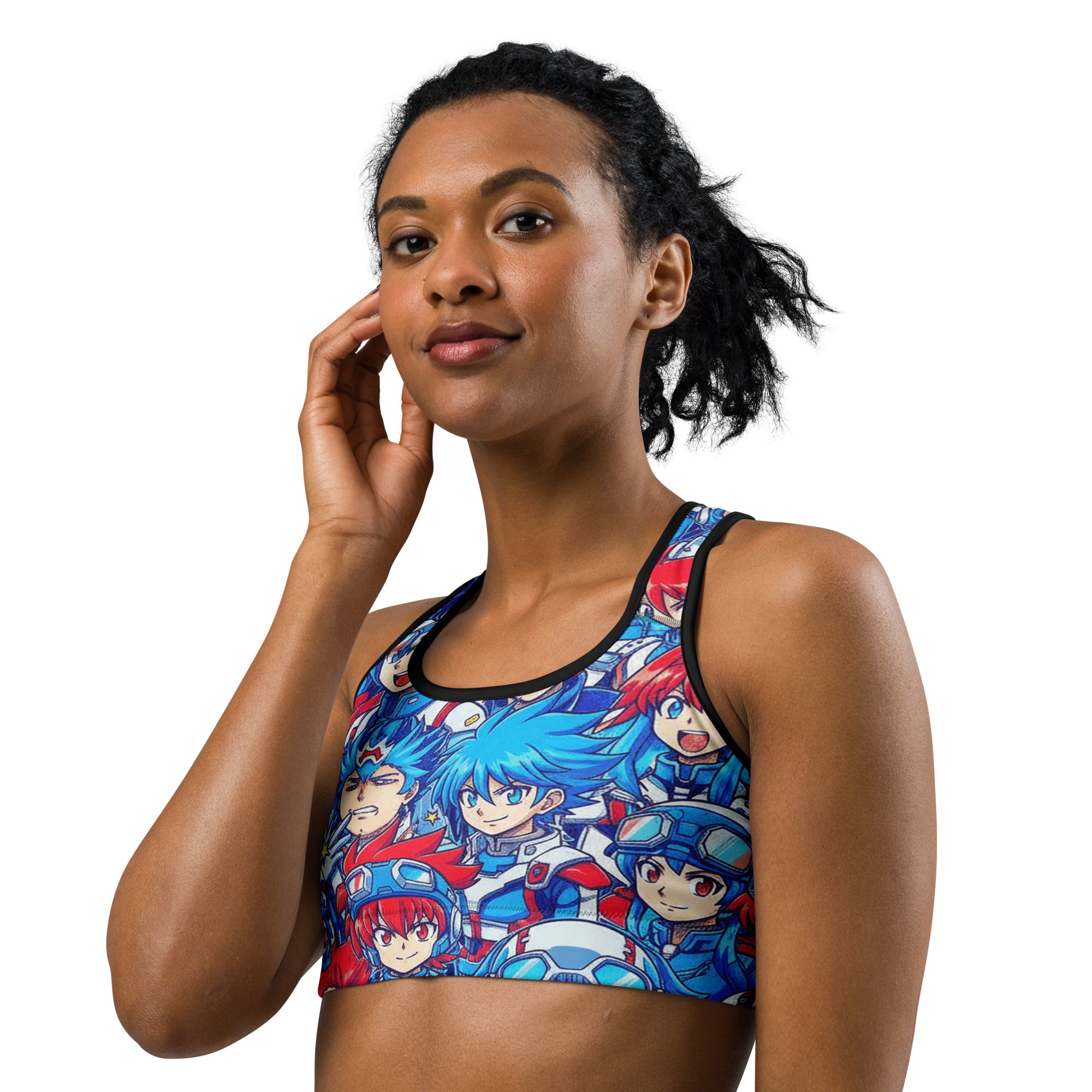 Anime Collage Mecha Pilot Sports Bra | GearBunch