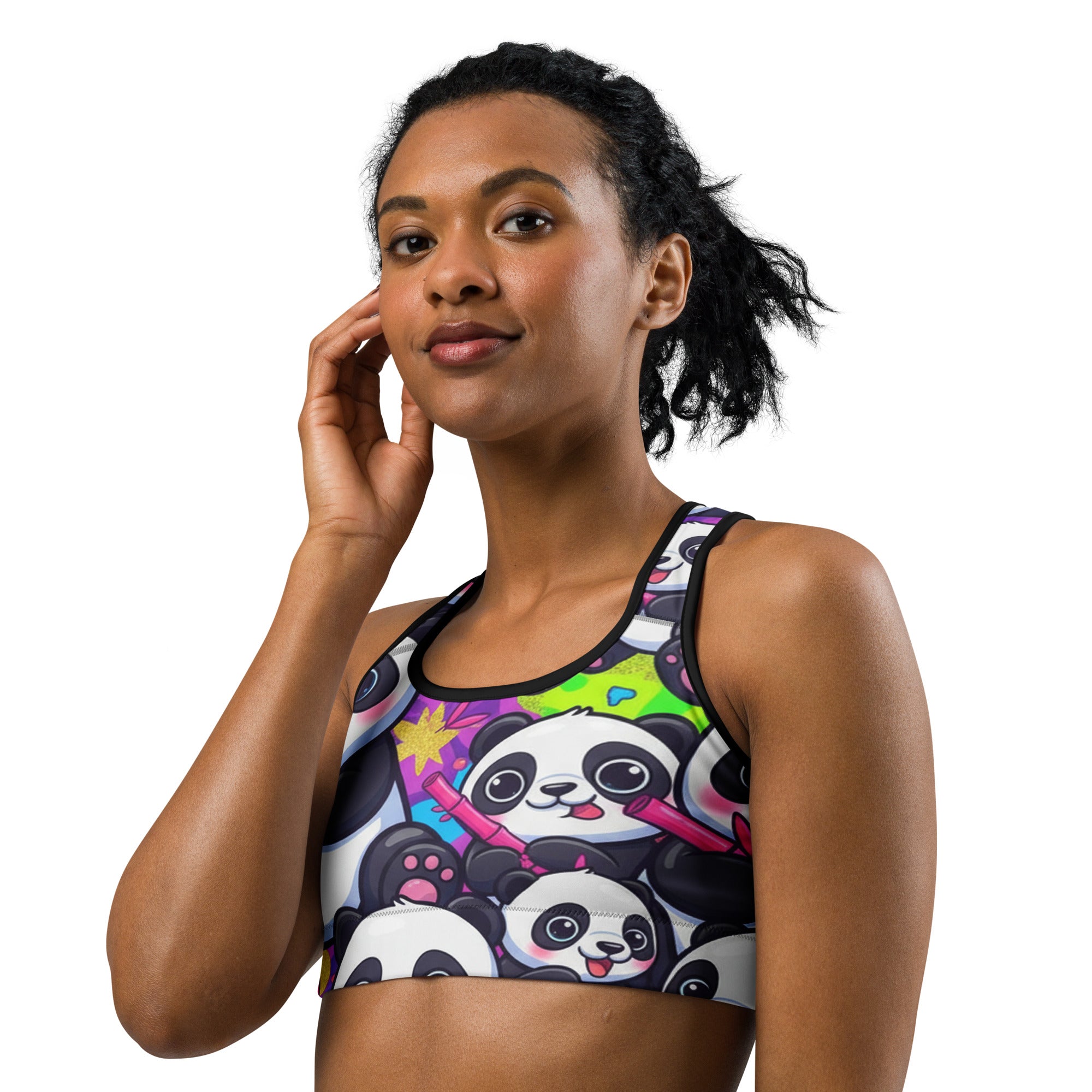 Vibrant Panda Party Sports Bra | GearBunch