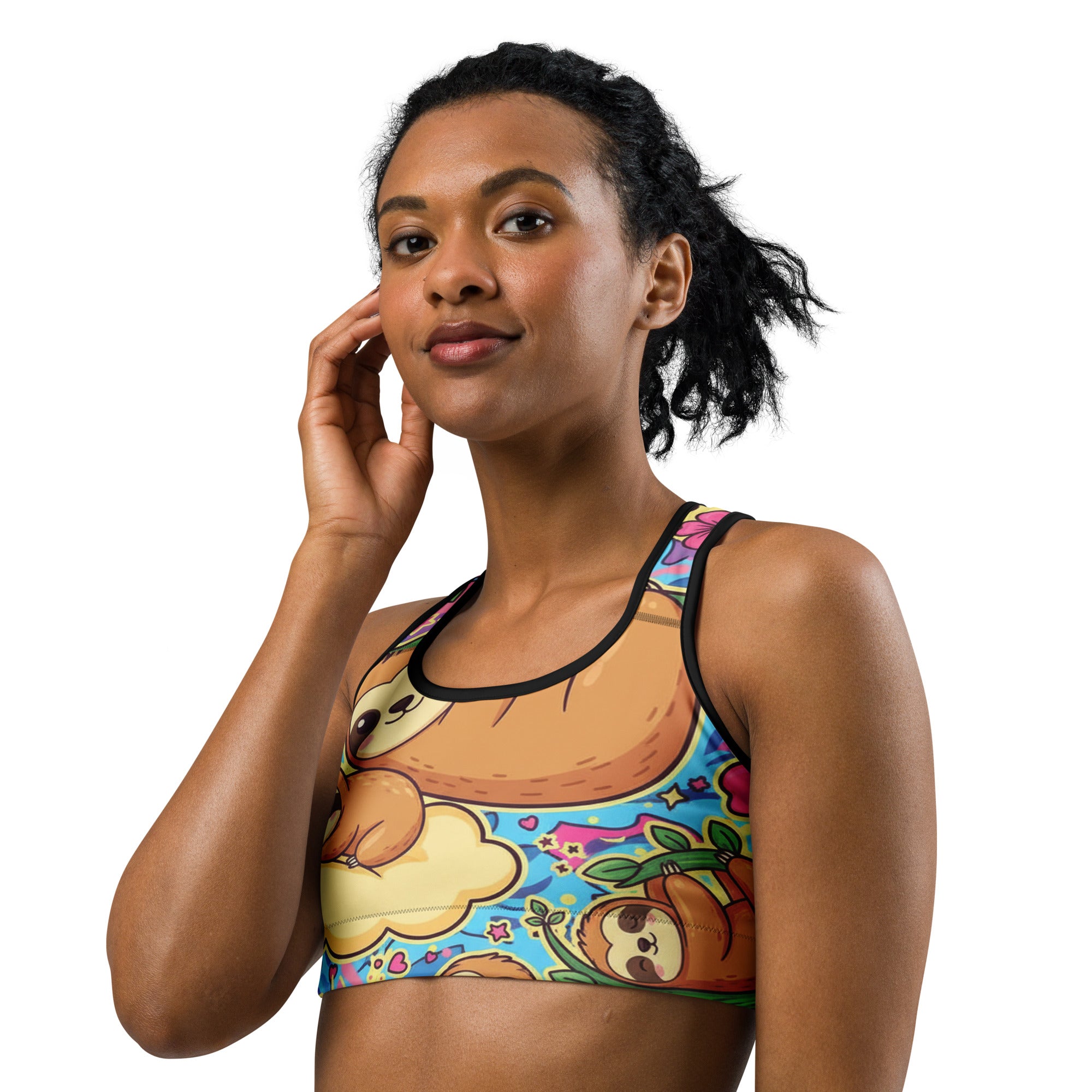 Vibrant Sloth Chill Sports Bra | GearBunch