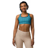 Women's blue ferns sports bra front view
