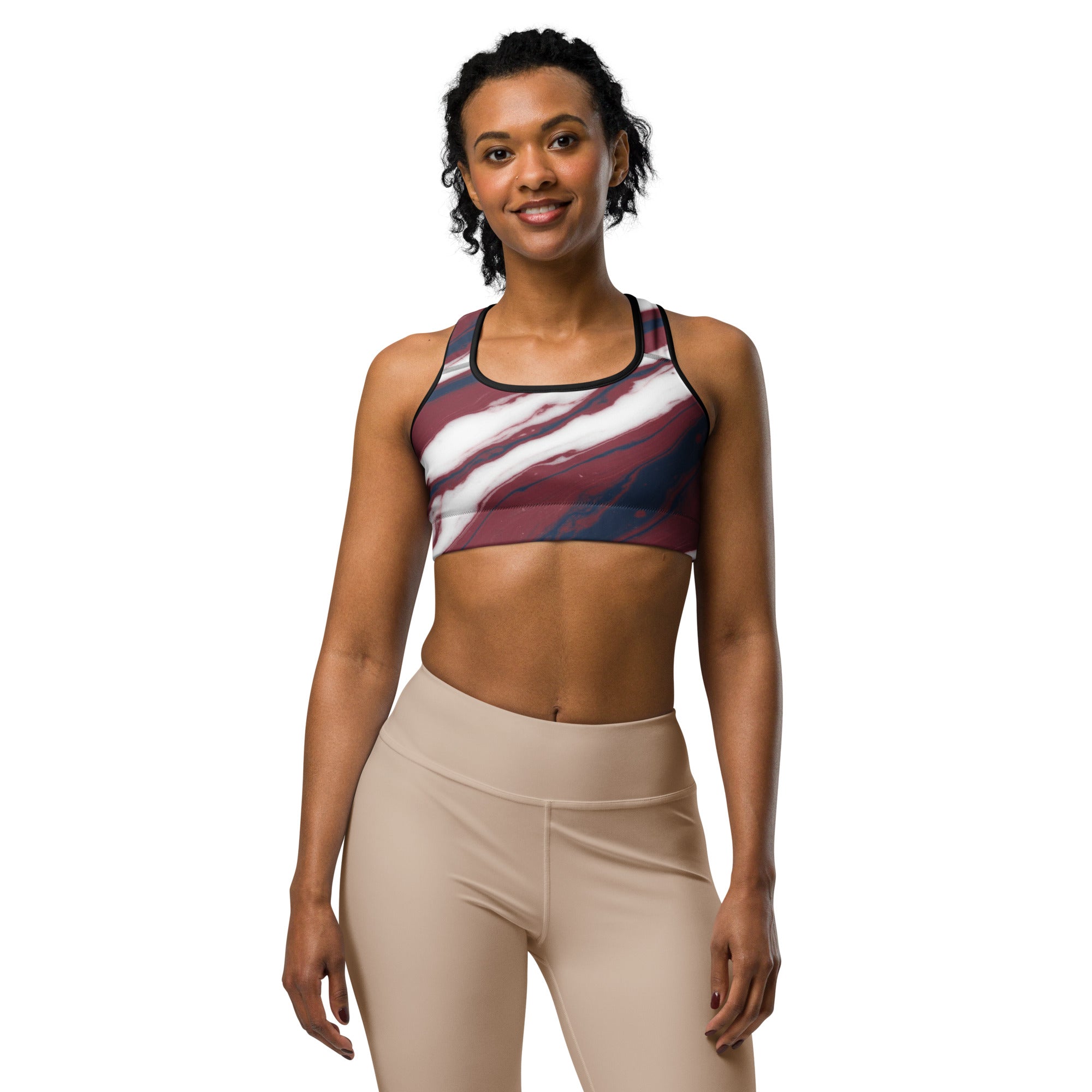 Women's american marble sports bra front view