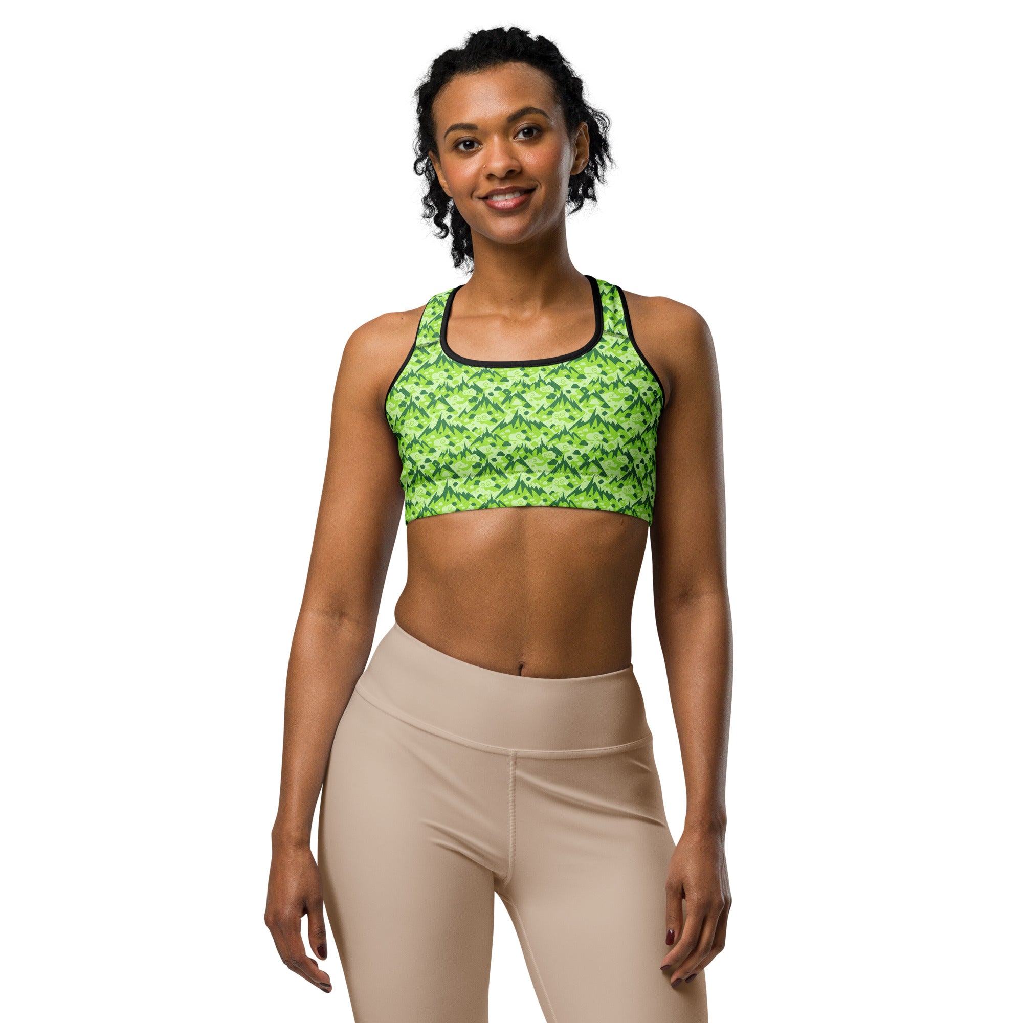 Women's dragon mountain hills sports bra front view