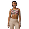 Women's rose of sharon printed sports bra front view