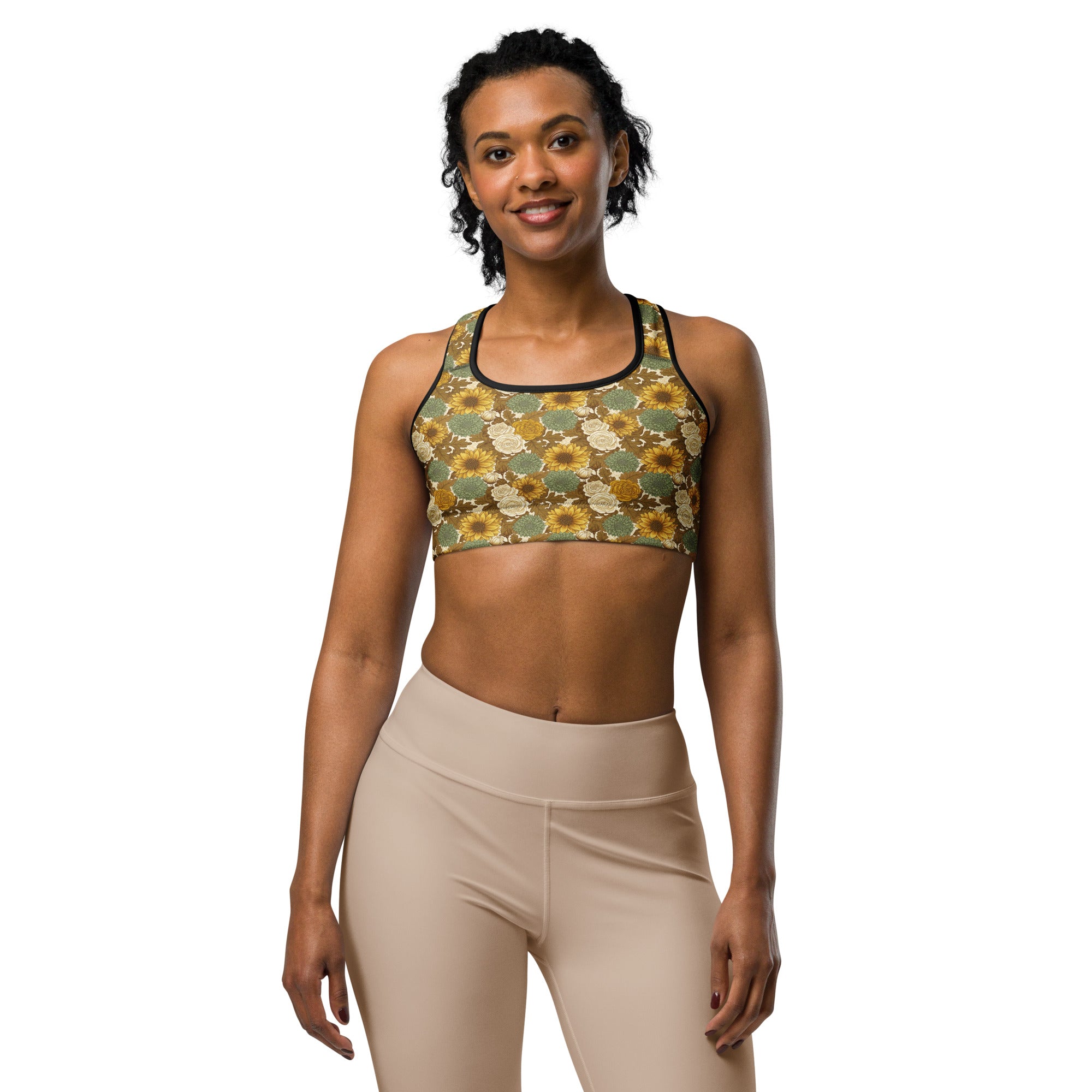 Women's Virgo Harvest Botanical sports bra front view