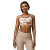 Women's rose quartz printed sports bra front view