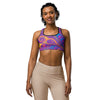 Women's liquid marble neon printed sports bra front view