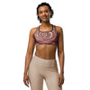 Women's liquid marble rose gold sports bra front view