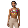 Women's comic pop retro red sports bra front view
