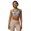 Women's comic pop candy pastel sports bra front view