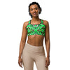 Women's zellige emerald gold sports bra front view