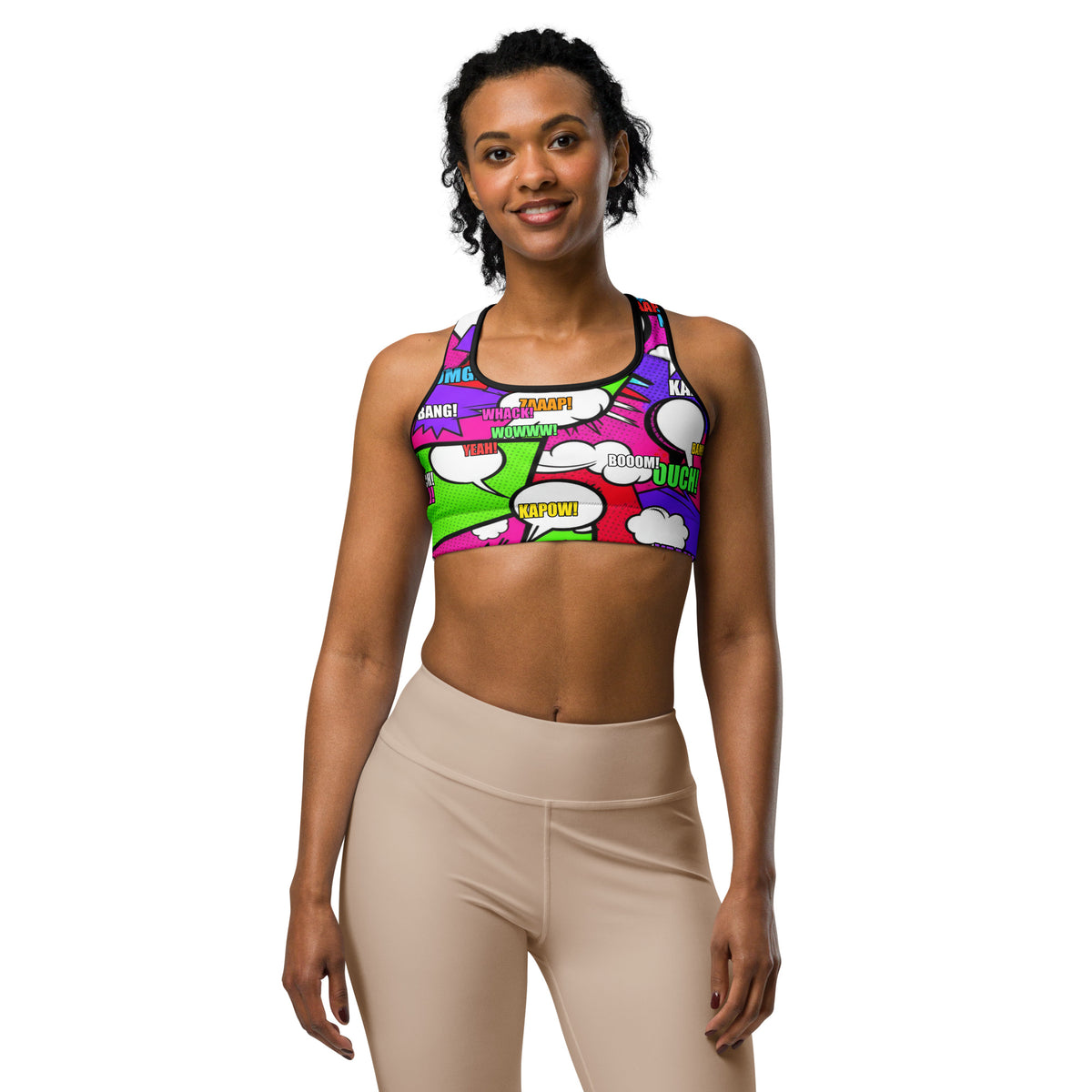 Comic Pop Neon Pink Sports Bra | Women's Sports Bra | GearBunch