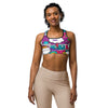 Women's comic strip roller derby sports bra front view