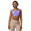 Women's psychedelic fairy ring sports bra front view