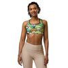 Women's anime collage forest spirit sports bra front view