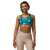 Women's teal lotus flower sports bra front view
