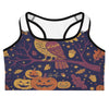 Women's owl patterned sports bra front view