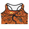 Women's carved jack-o-lantern glow printed sports bra front view