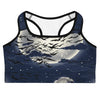 Women's black crow murmuration moonlit sports bra front view