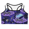 Women's crystal ball smoke magic printed sports bra front view