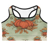 Women's pumpkin patch printed sports bra front view