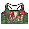 Women's mushroom foraging witch sports bra front view